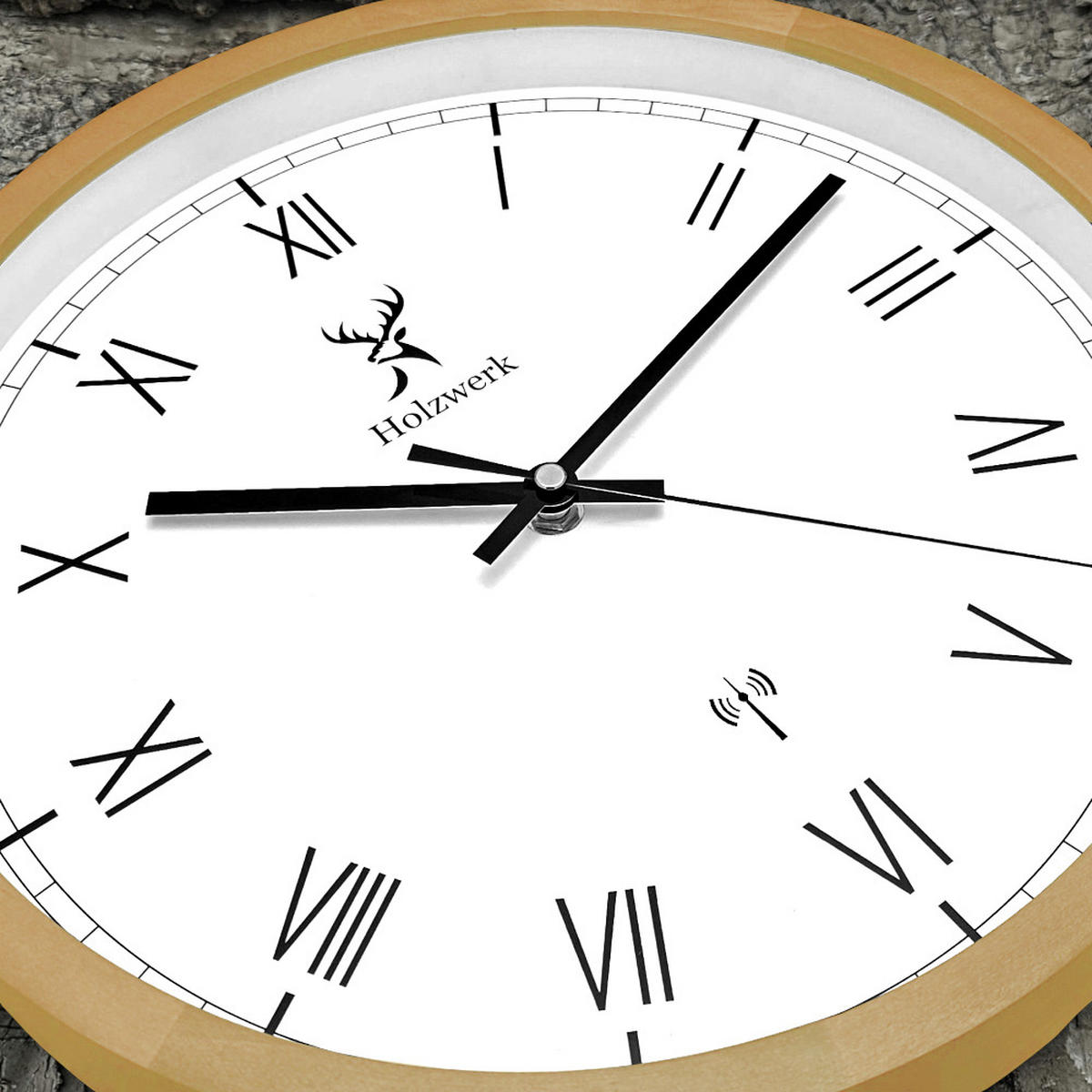 WANDUHR Holz Designer FREIBURG (FUNK) Loft Wand Uhr, beige, weiß - Beige/Schwarz, Glas/Holz (30/30/4.2cm) - Holzwerk