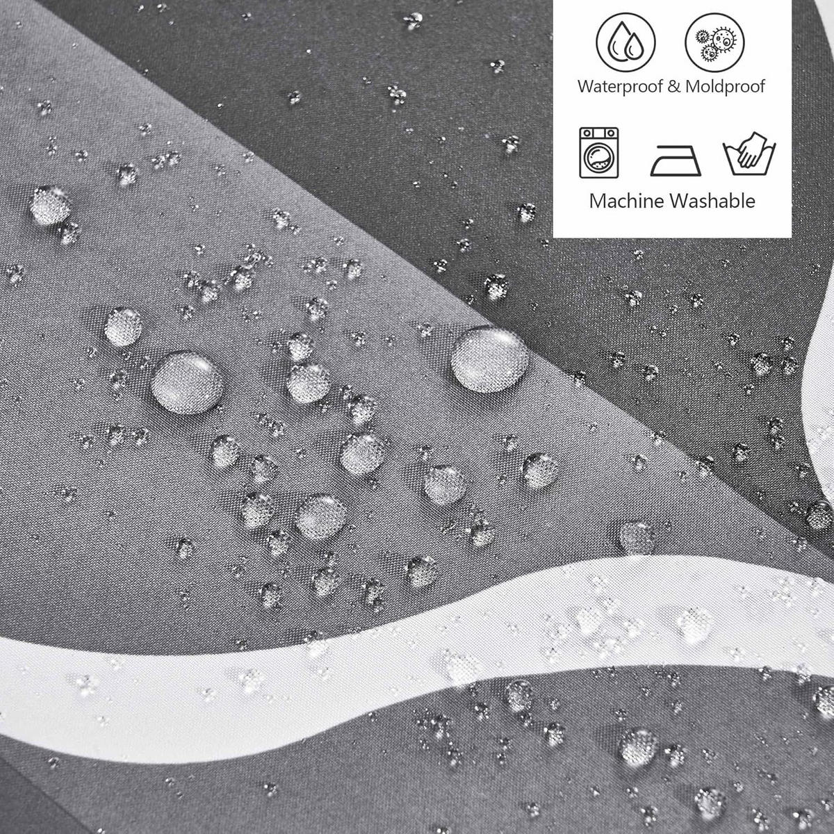 DUSCHVORHANG Polyester wasserdicht Stoff maschinenwaschbar Badezimmer mit Haken Schwarz - Schwarz, Textil (180/200cm) - MCBOSON
