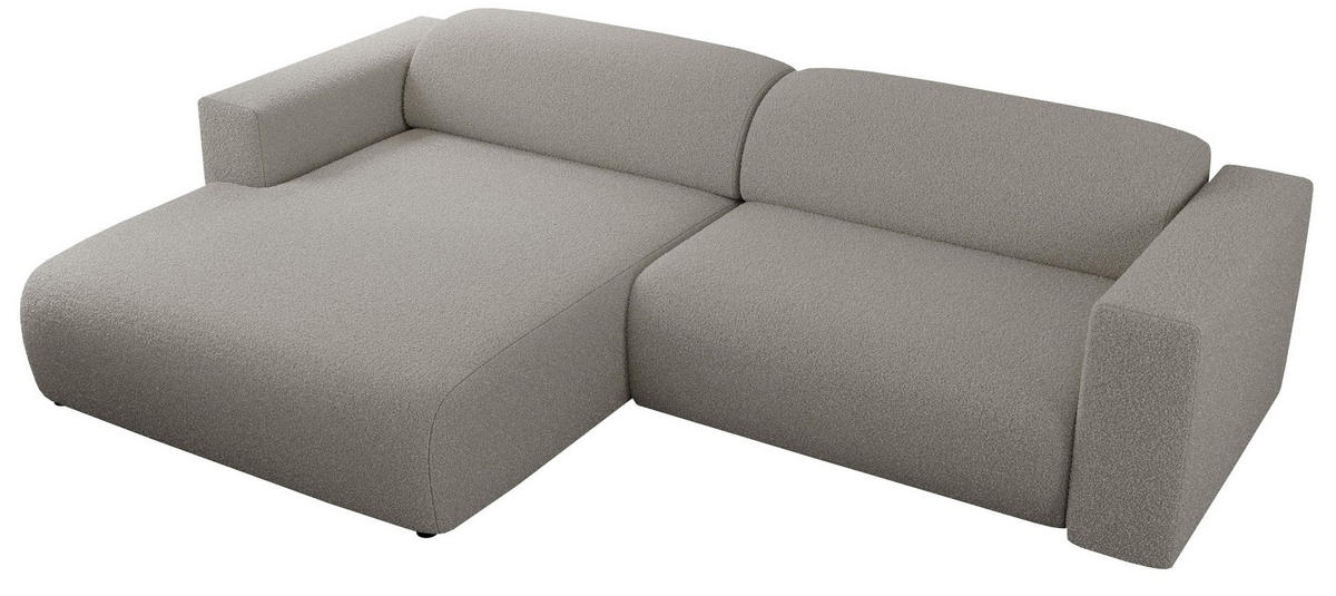 ECKSOFA PASADENA Grau Bouclé - Links Seite - Schwarz/Grau, Kunststoff/Textil (288/180cm) - MKS