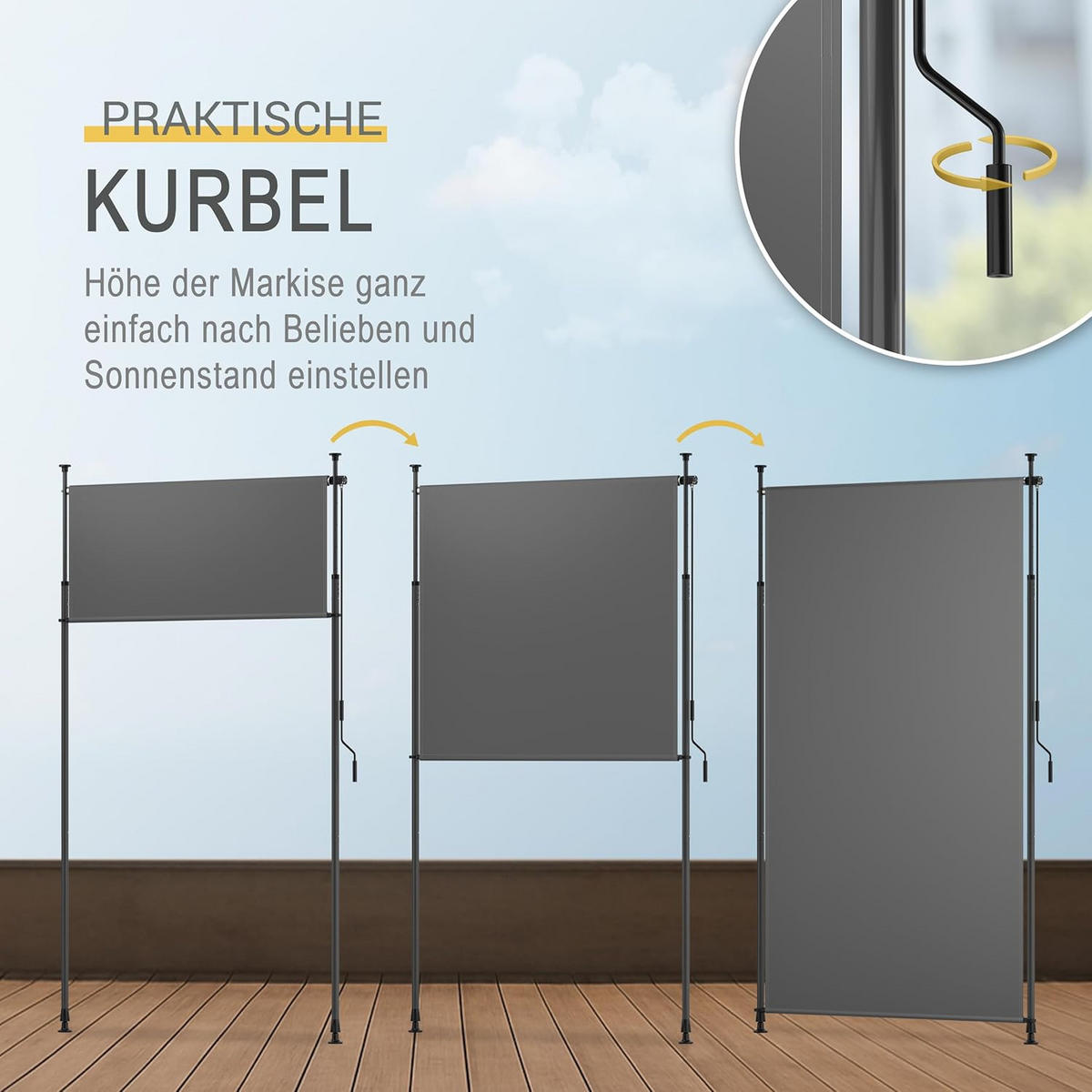SENKRECHTMARKISE SolVision KM5 Klemmmarkise 2,0x3,1m Anthrazit - Anthrazit, Textil (2000/1/3100cm) - Sol Royal