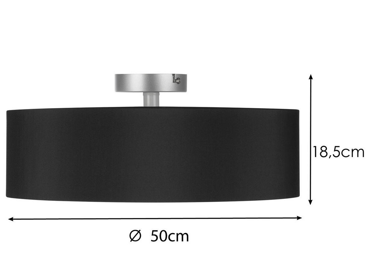 DECKENLAMPE Ø50cm, Lampenschirm Stoff Schwarz - Schwarz, Textil (50/50/19cm) - meineWunschleuchte