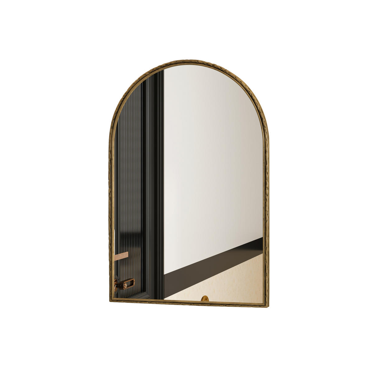 WANDSPIEGEL 61x2.5x91 cm Gold aus Eisen & gehärtetem Glas mit Bogen-Design - Goldfarben, Glas (2.5/91/61cm) - Modfu