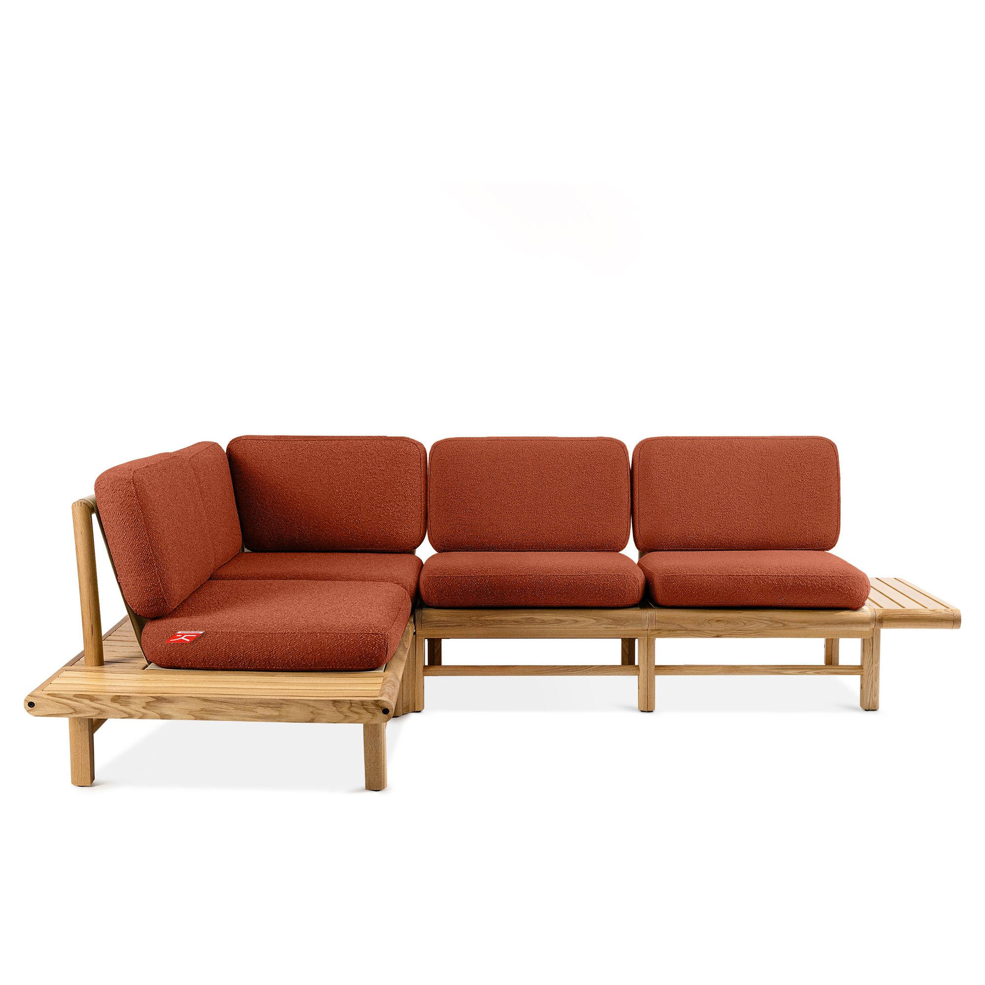 LOUNGESOFA ATREDA links - Orange, Holz/Textil (245/74/175cm) - KONSIMO®