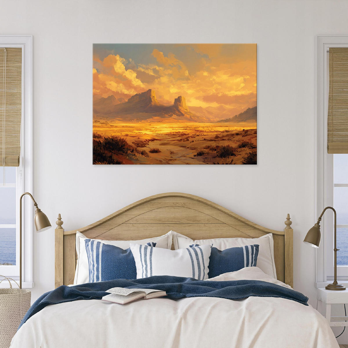 LEINWANDBILD Landschaft Wüste Orange 100x70 cm - Multicolor, Holzwerkstoff (100/70cm) - Wallarena