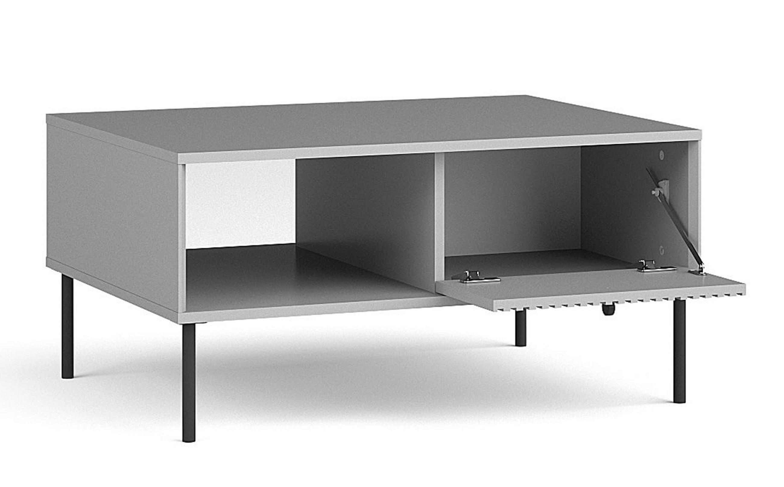 COUCHTISCH Irelis 1T Grau 87/43,2/66 cm – mit geriffelten Fronten und offener Ablage, mit schwarzen Beinen - Schwarz/Grau, Holzwerkstoff/Metall (66/87/43.2cm) - AX Living