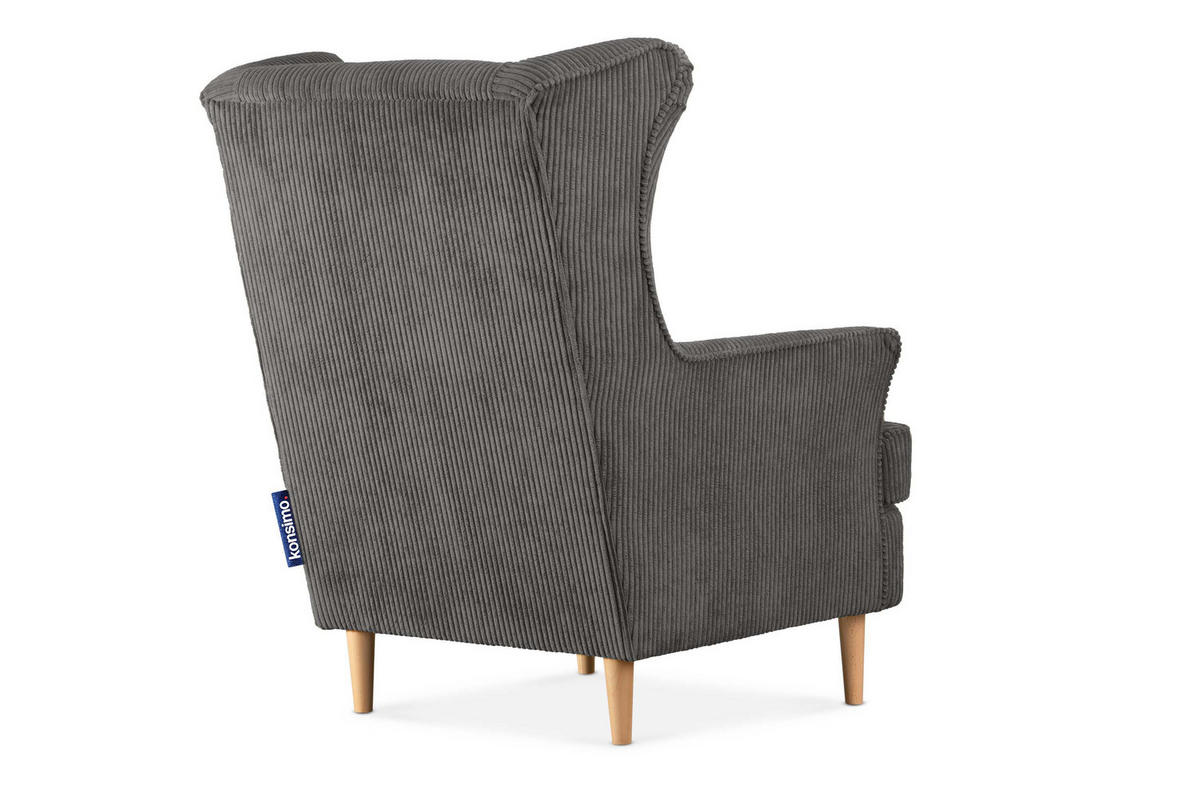 OHRENSESSEL STRALIS inklusive dekorativem Kissen, silber - Silberfarben/Braun, Textil (82/108/80cm) - KONSIMO®