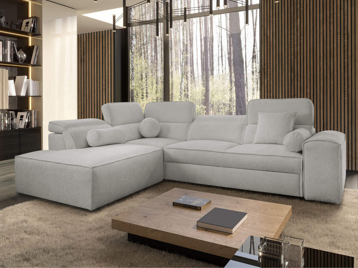 ECKSCHLAFSOFA Vito VII, Seite: Links - Hellgrau, Holz/Textil (276/214cm) - MIRJAN24