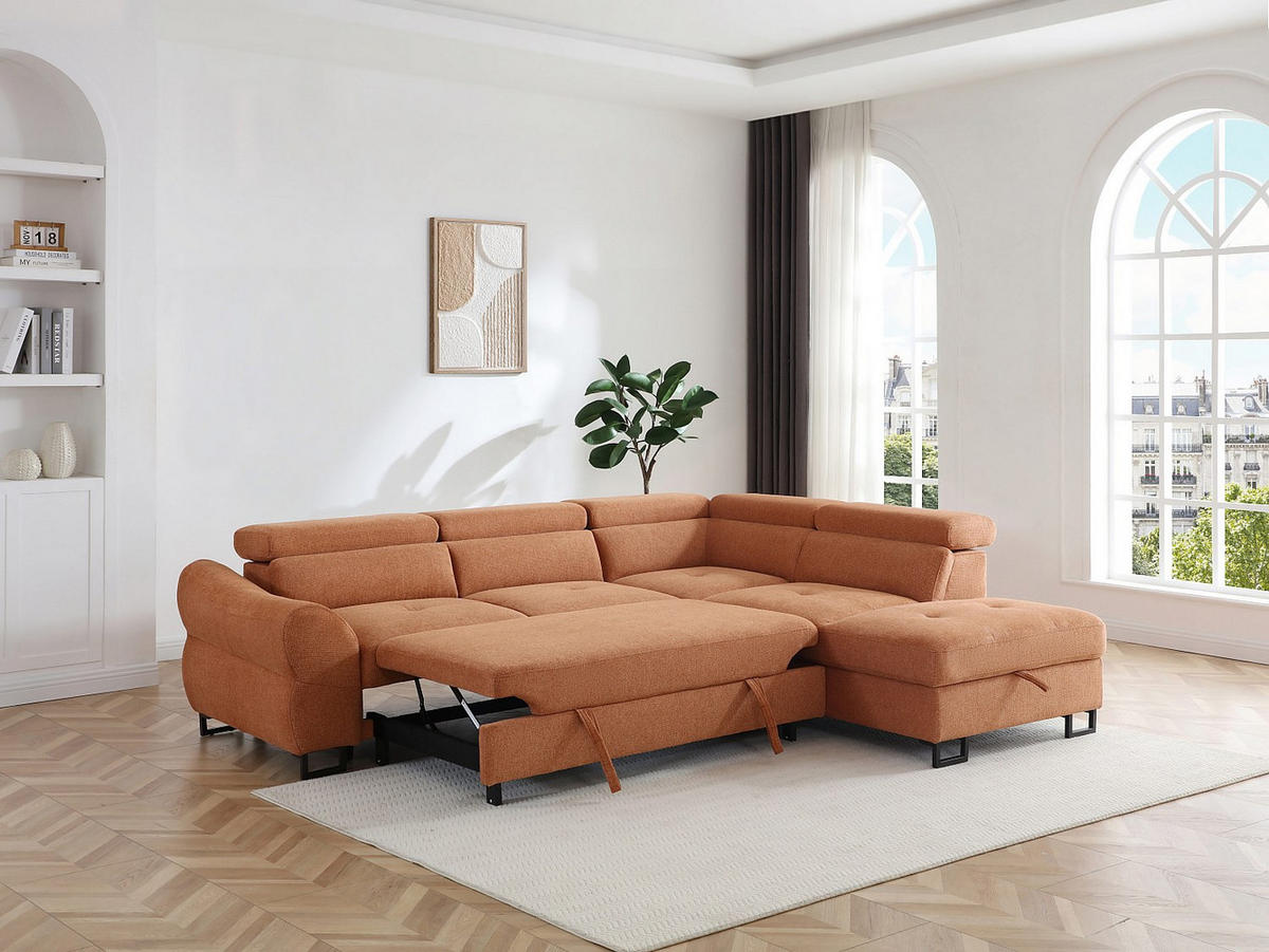 SCHLAFSOFA - 5 Personen - stoff - terracotta Vaverdo - Terracotta, Textil (272/76/230cm) - Vente-Unique