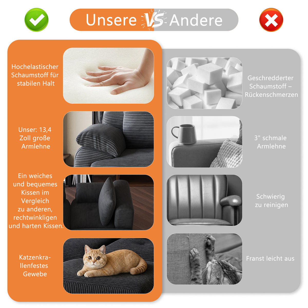 ECKSOFA,3-SITZER-SOFA,CORDSTOFF Stoffsofa L Form mit Hocker,Dunkelgrau - Grau, Textil (264/89cm) - PARAFTA HOME