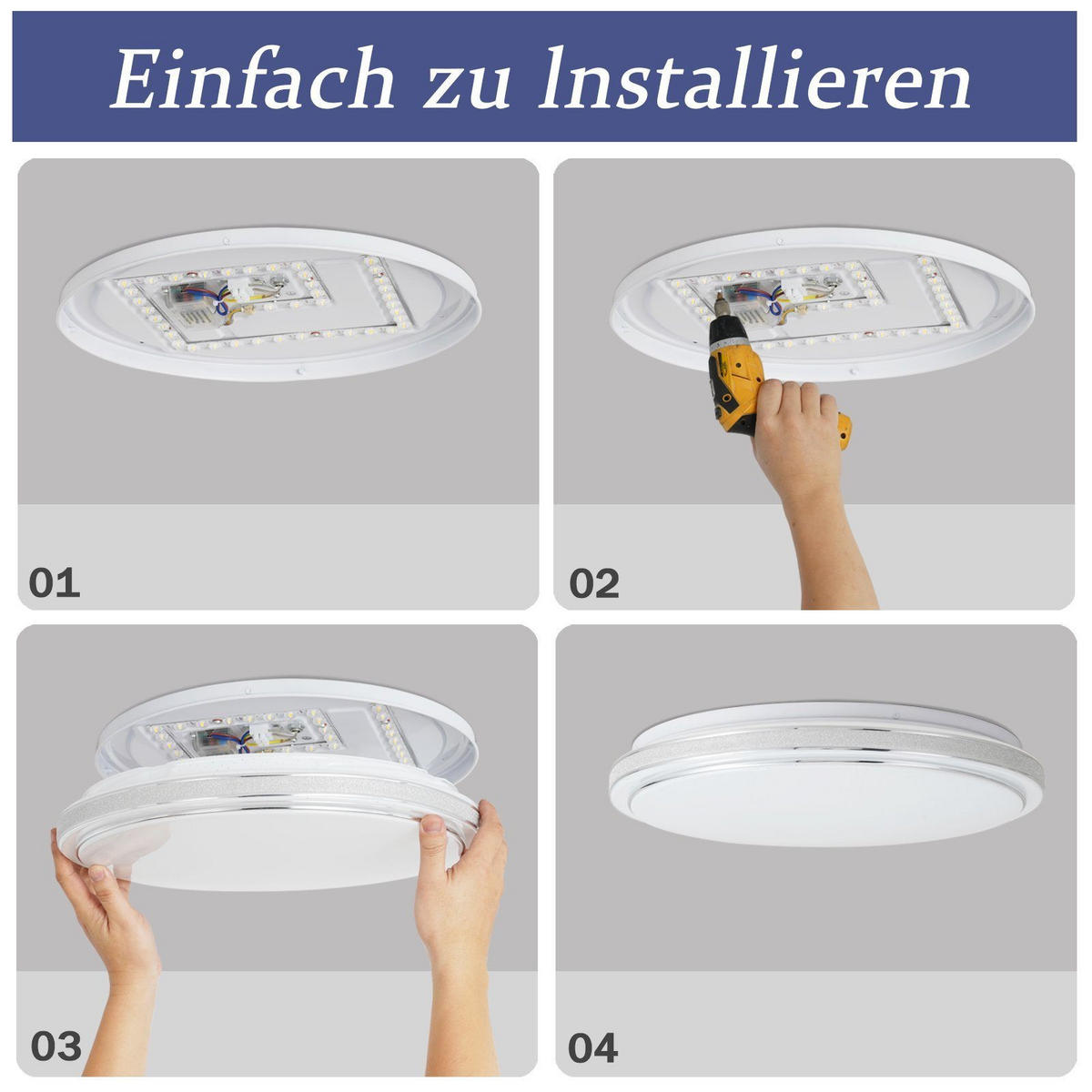 LED-DECKENLEUCHTE Zwillingsring 27/27/6 cm - Silberfarben, Kunststoff (27/27/6cm) - Nettlife