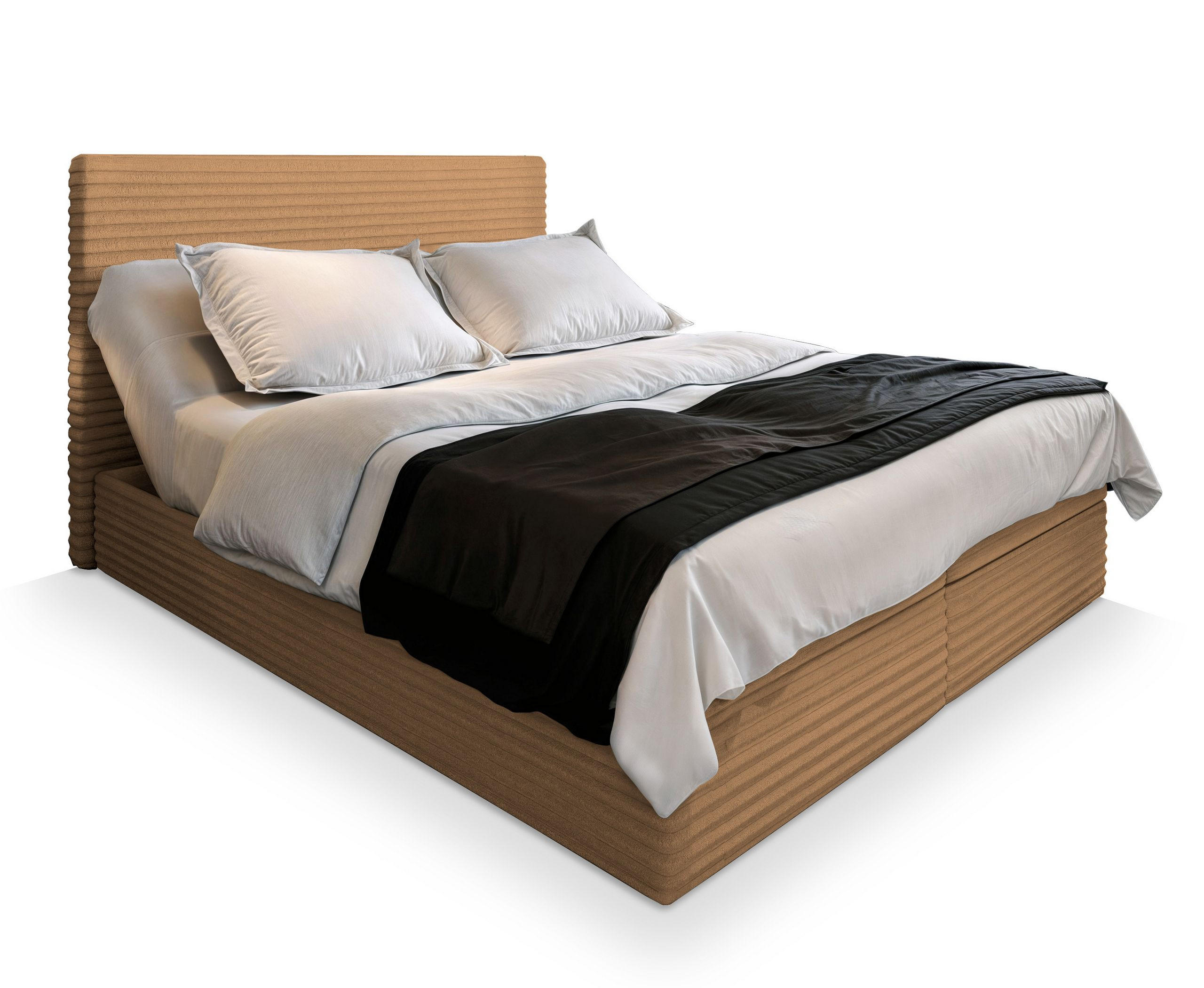 BOXBETT MILARA 140x200 cm mit Matratze und Topper - Braun - Braun, Holz (140/200cm) - MASSENO
