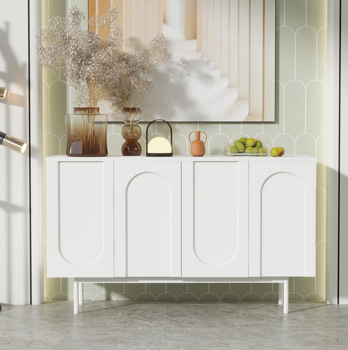 SIDEBOARD aus MDF mit 4 Türen und verstellbaren Einlegeböden Weiß - Weiß, Holzwerkstoff (140/80/42cm) - Modenvie