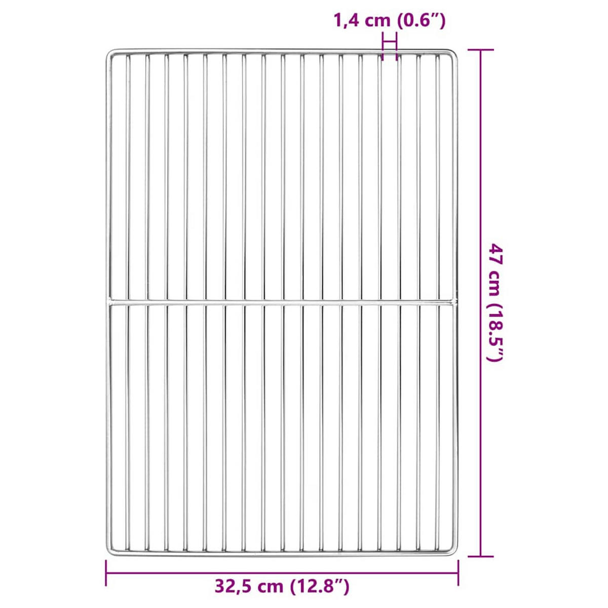 GRILLROST Silber 47/32,5 Cm Edelstahl - Silberfarben, Metall (32.5/47cm) - vidaXL