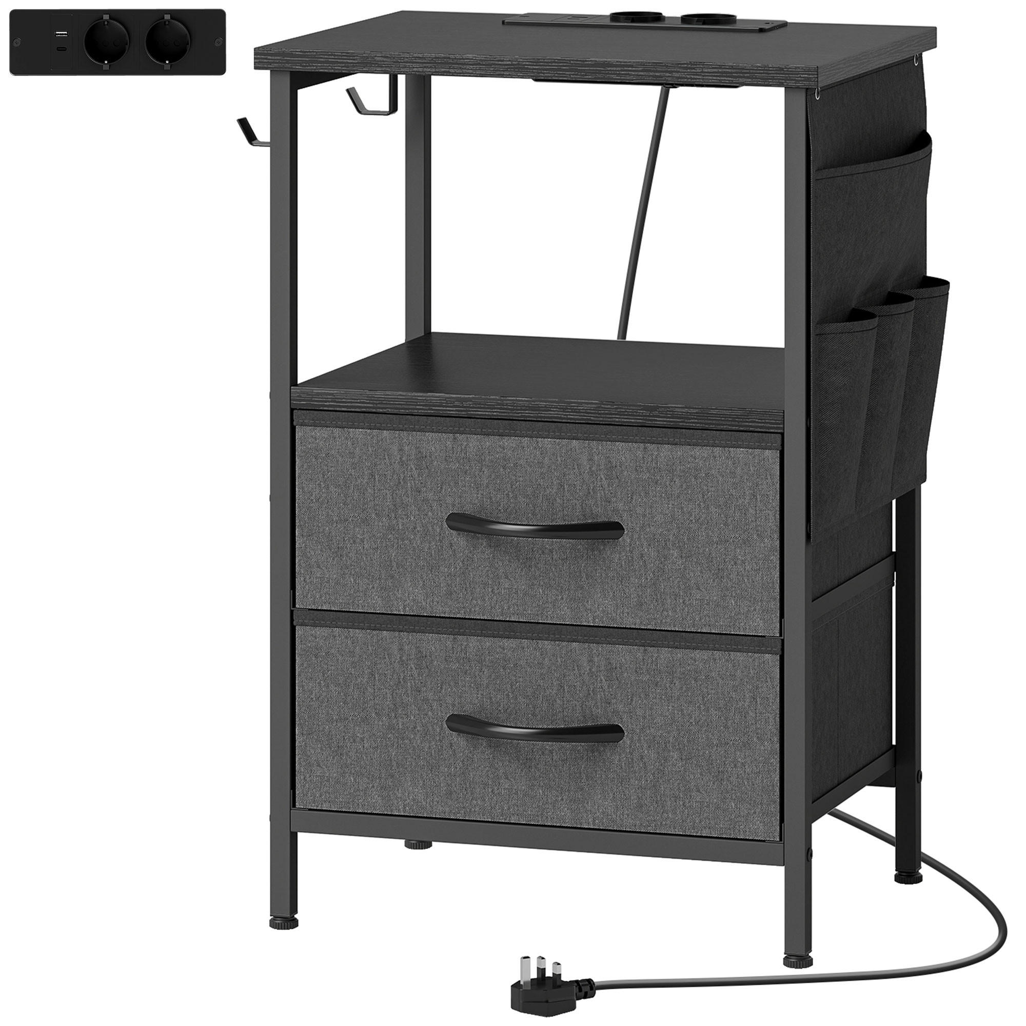 BEISTELLTISCH Spanplatte Stahl Schwarz - Schwarz, Holzwerkstoff/Kunststoff (40/30/60cm) - HOMCOM