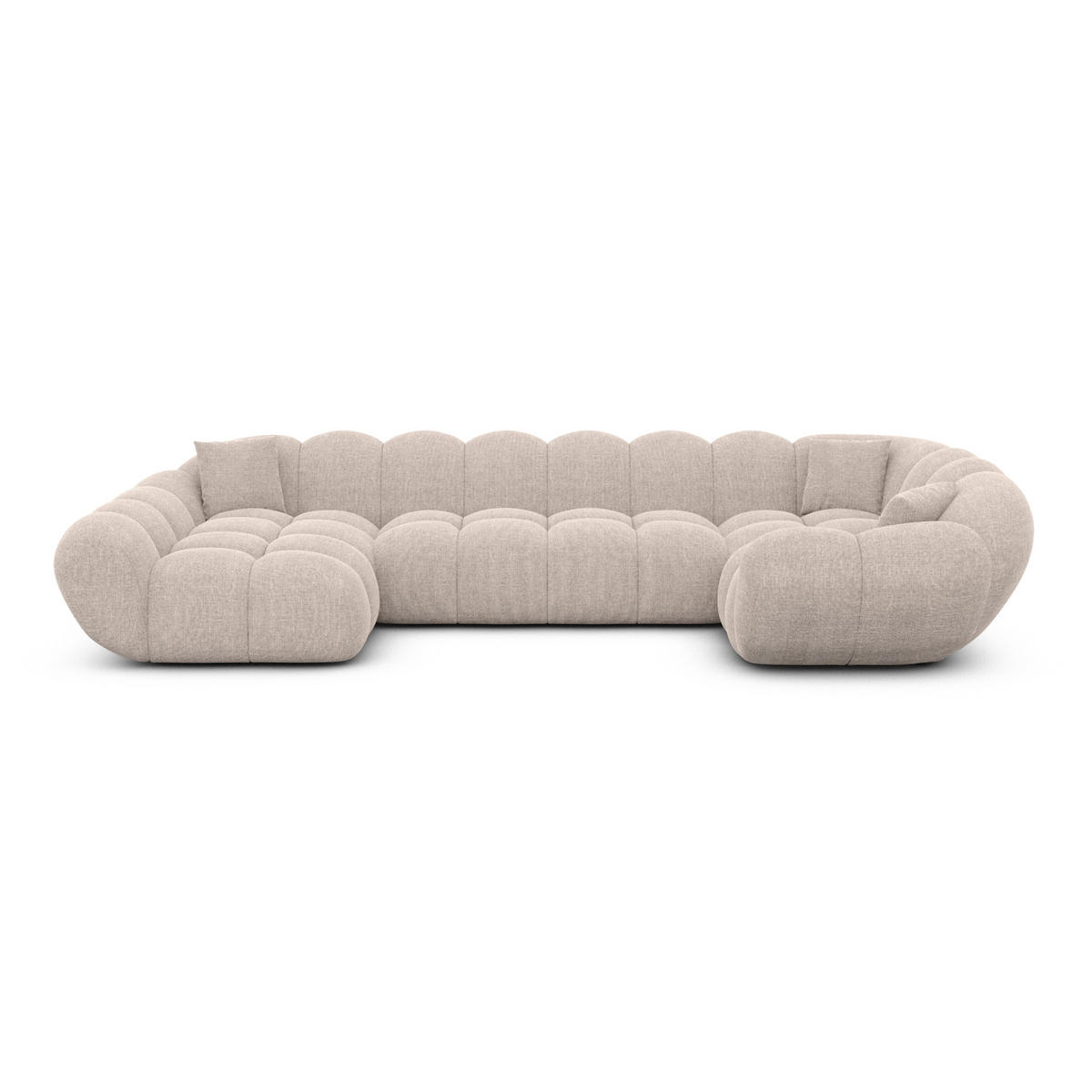 WOHNLANDSCHAFT Liva Beige Strukturstoff U-Form XL Links - Beige, Textil (323/70/193cm) - VAROYAL