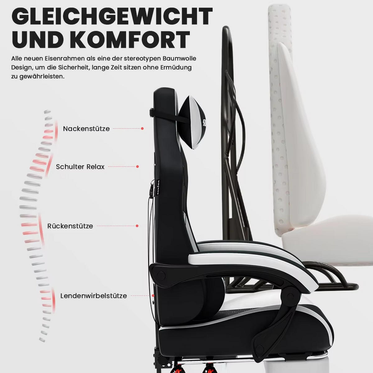 GAMINGSTUHL Racing ergonomisch verstellbar Drehstuhl Schwarz - Schwarz, Metall (63/127/56cm) - Kaket