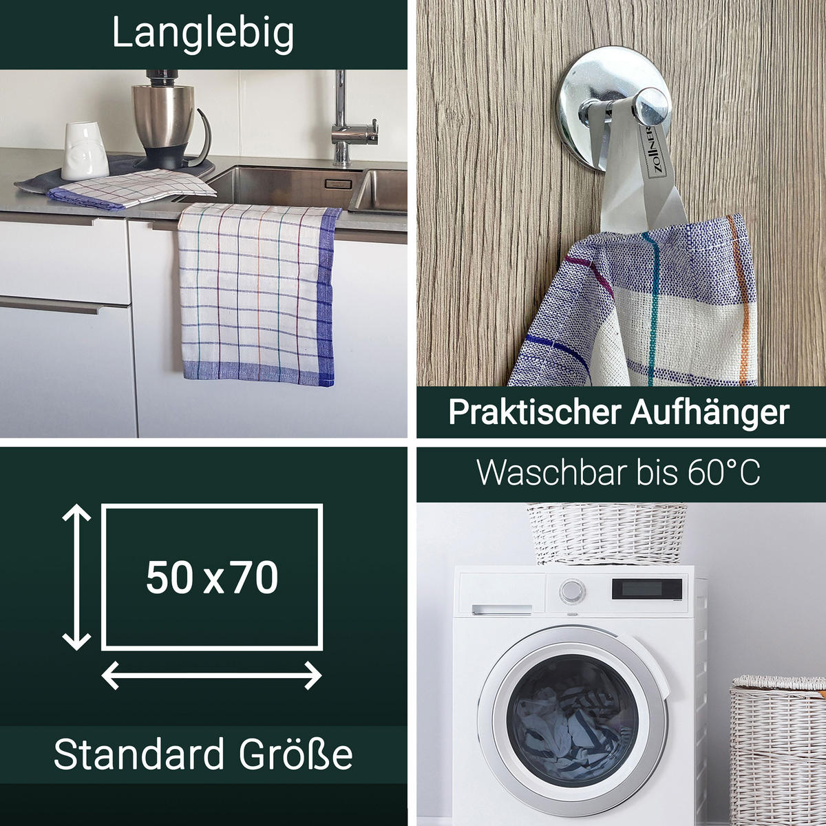 GESCHIRRTÜCHER, 10er-Set, 50x70 cm, 100% Baumwolle, bunt - Blau, Textil (50/70cm) - Zollner