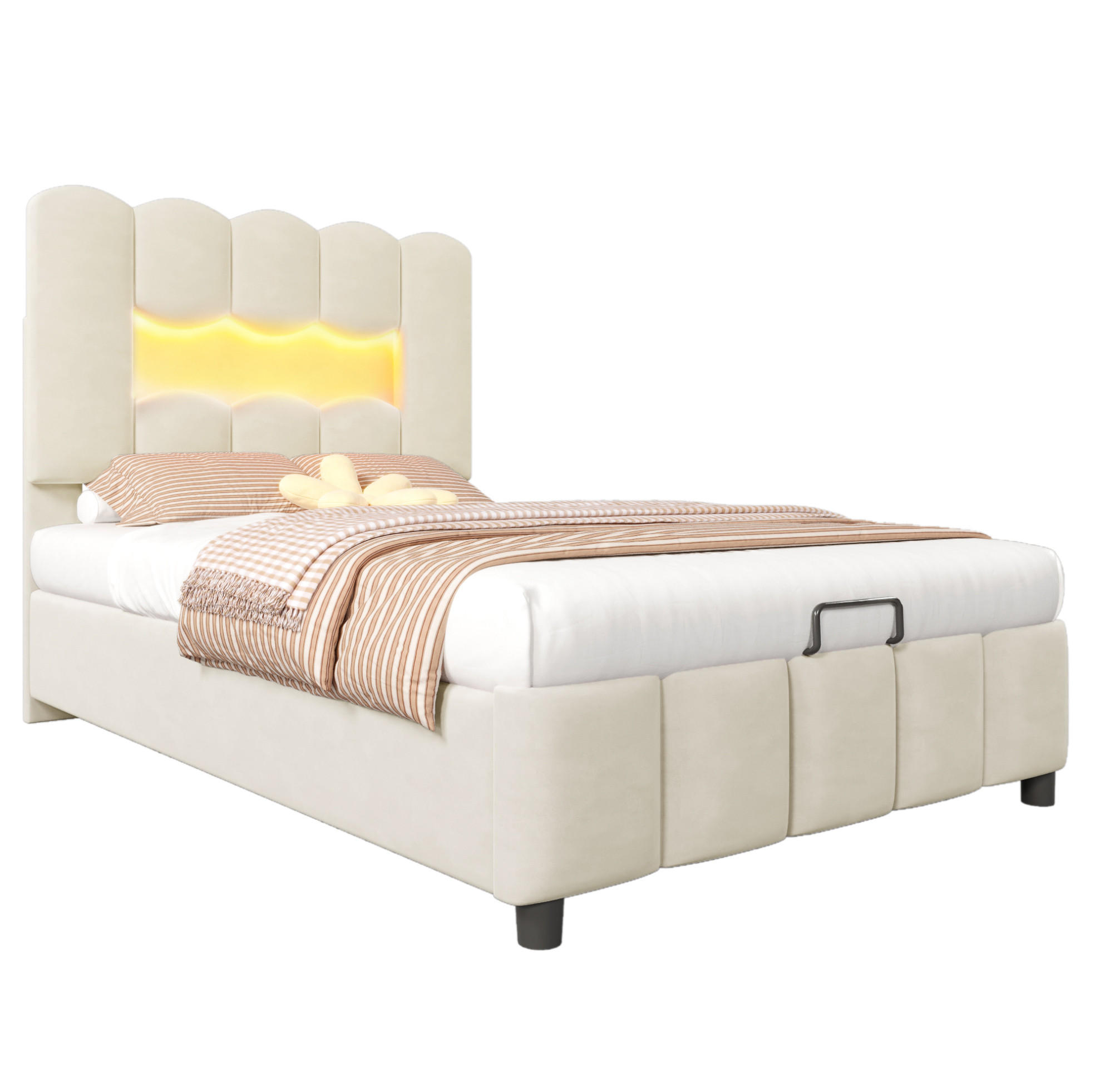 Okwish Polsterbett Beige 90x200 cm