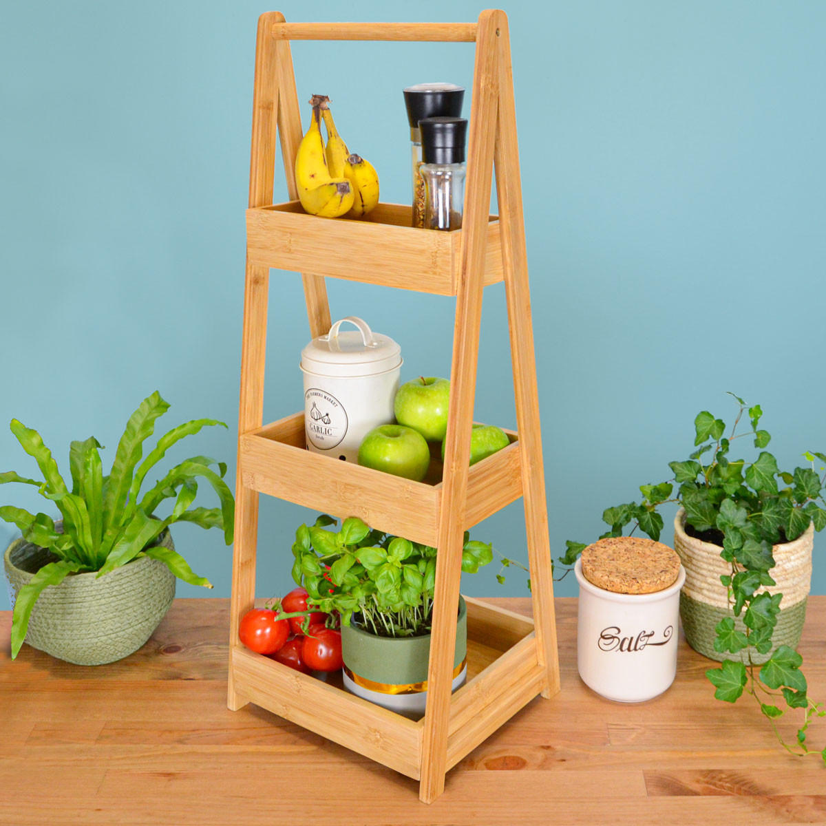 BAMBUS-BADREGAL 30x26x78 cm inkl. 3 Körbe - Braun, Holz (25/78/30cm) - Dunedesign
