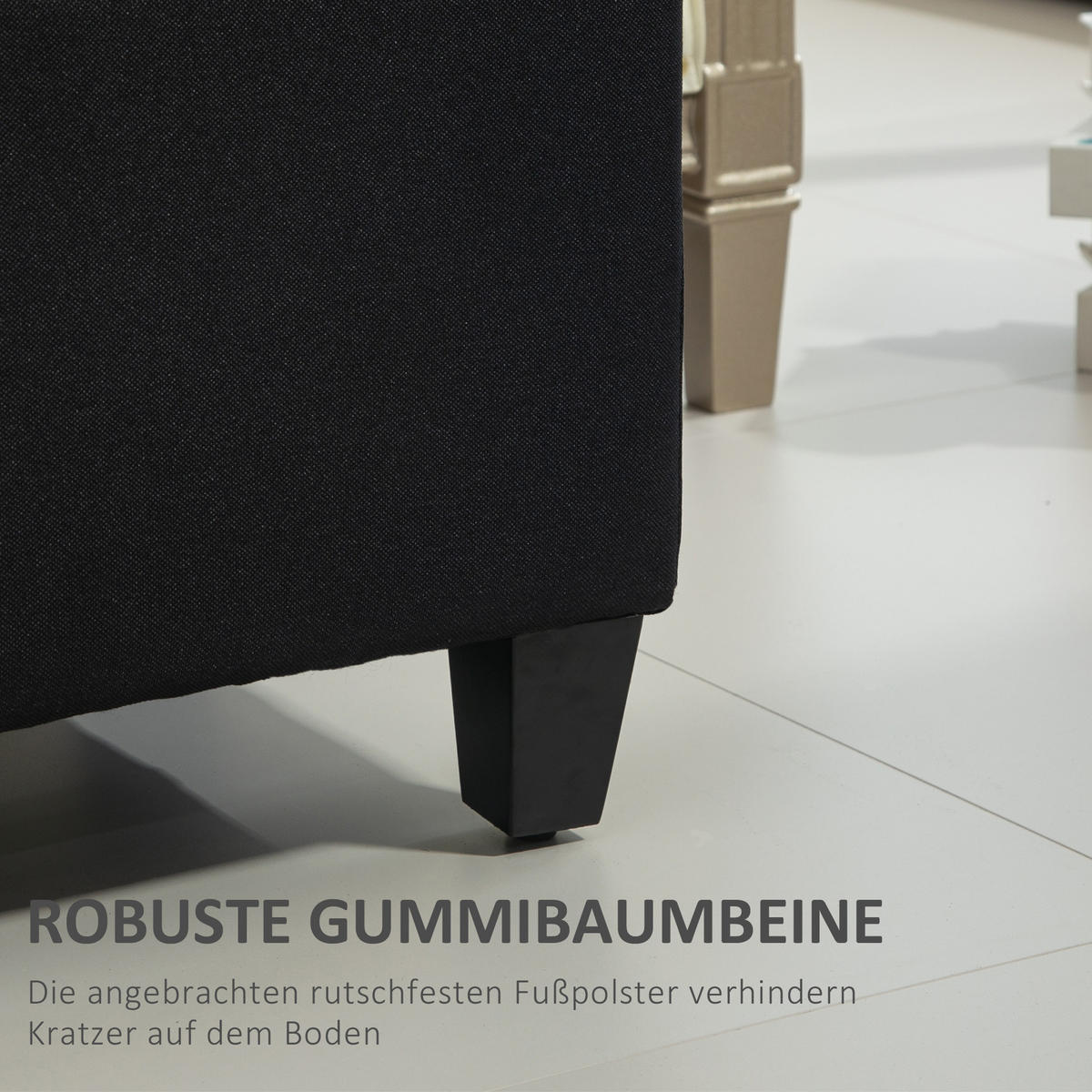 LUXUS Sitzbank Polsterbank mit Stauraum Armlehnen Polyester Holz Schwarz - Schwarz, Holz/Kunststoff (40/44/100cm) - HOMCOM