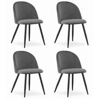 ESSZIMMERSTUHL 4er Set Dunkelgrauer Velours, Bequeme Sitzfläche - Grau, Textil (48/79/43cm) - Best For Home