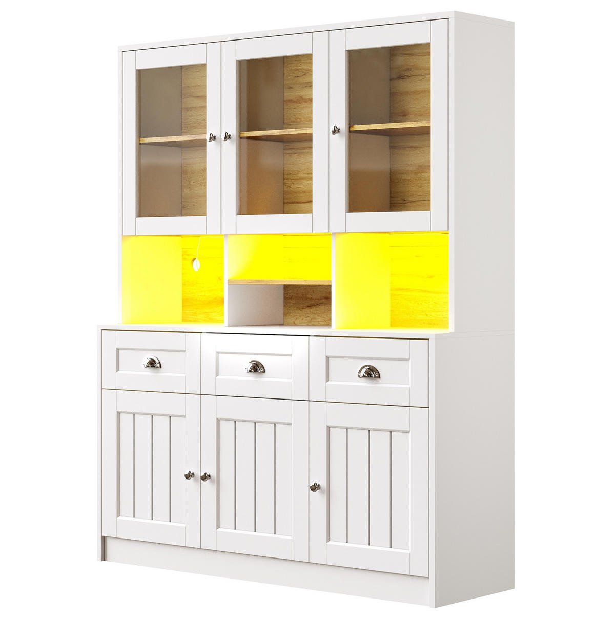 BUFFET 140/175/40 cm Weiß aus MDF mit LED-Beleuchtung - Weiß, Holzwerkstoff (40/175/140cm) - OKMYHOME