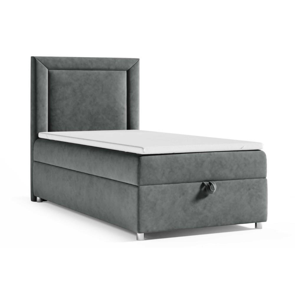 BOXBETT mit Bettkasten Trinity K3-SINGLE Bonellfederkern inkl. Topper - Graphitfarben, Holz/Holzwerkstoff (80/200cm) - Best For Home