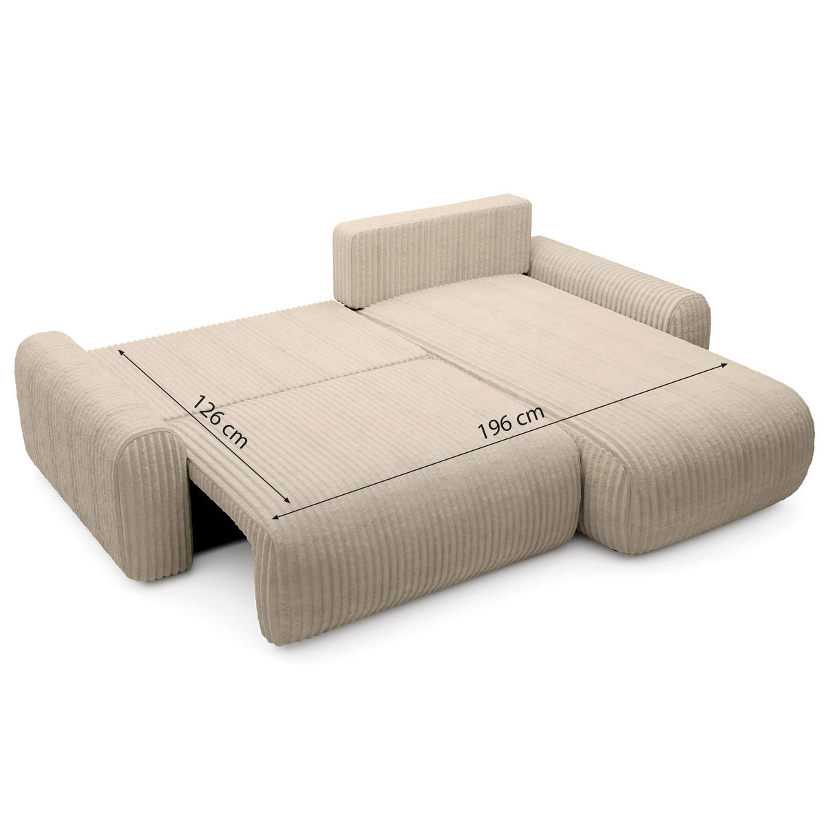 ECKSOFA Lelu Creme beidseitig - Creme/Schwarz, Kunststoff/Textil (245/165cm) - Selsey