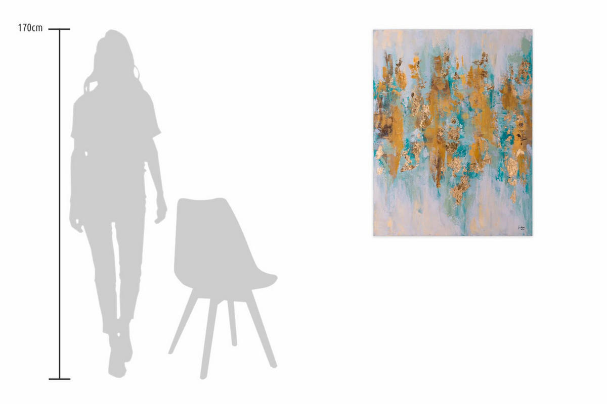 ACRYLBILD HANDGEMALT 75/100 cm - Türkis/Beige, Holz/Textil (75/100cm) - KUNSTLOFT