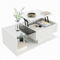 COUCHTISCH Hochglanz Glas LED Weiß - Weiß, Holz (100/50/47.5cm) - Kaket