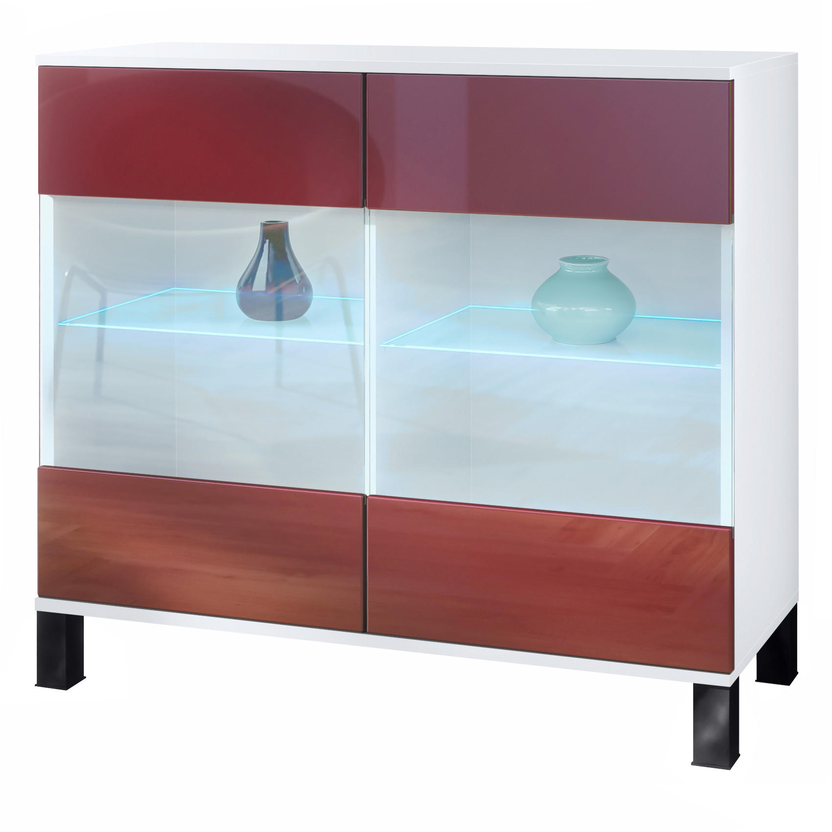 KOMMODE Bari Bordeaux Hochglanz - Bordeaux, Holzwerkstoff (92.5/84.5/35cm) - Vladon