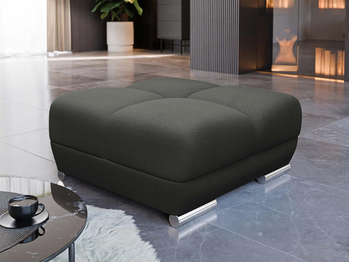 POLSTERHOCKER Logo - Anthrazit/Silberfarben, Holz/Kunststoff (90/45/90cm) - MIRJAN24