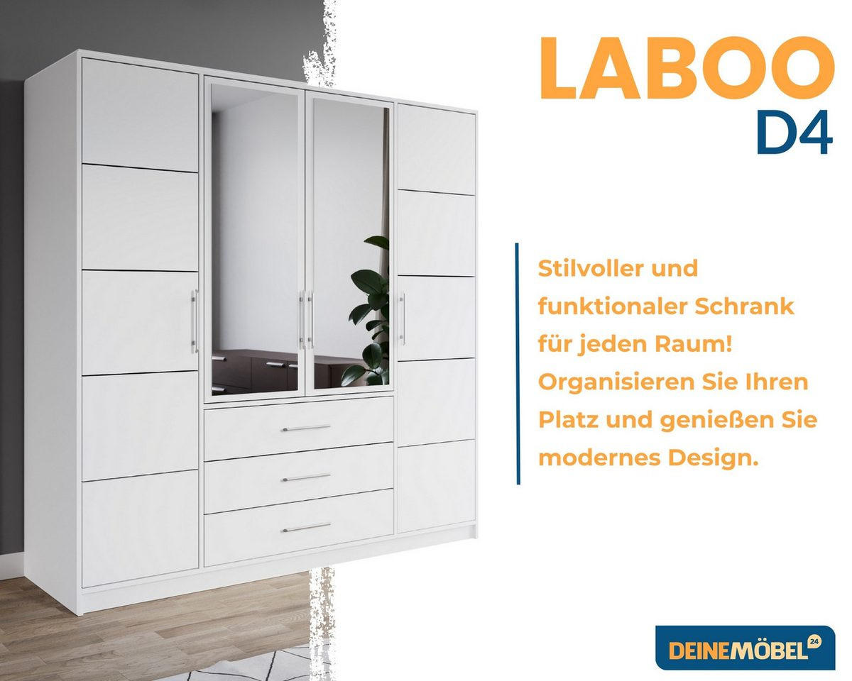 DREHTÜRENSCHRANK LABOO 196/245/58 cm in Weiß - Weiß, Holzwerkstoff (196/245/58cm) - Deine Möbel 24
