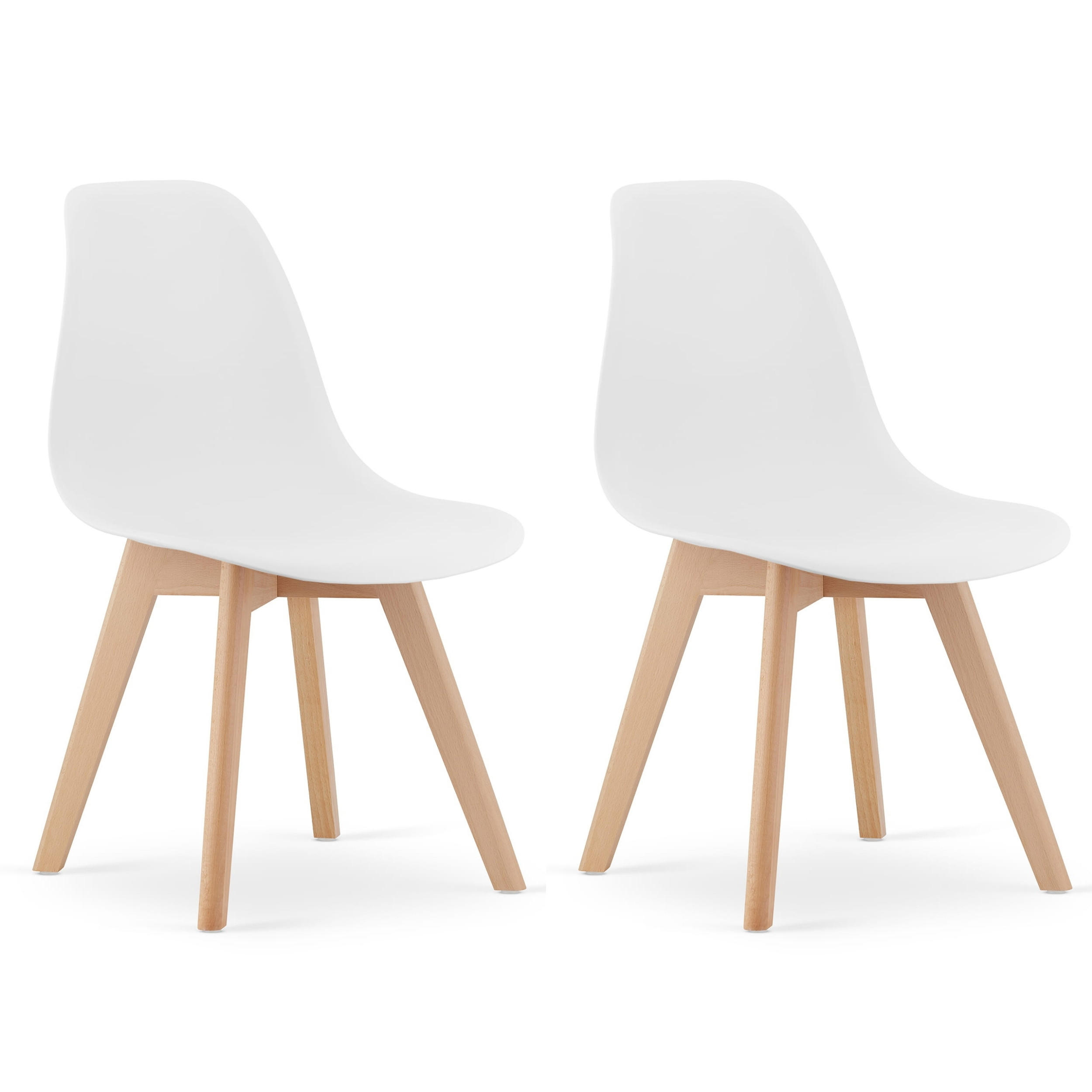 STUHL ATRI 2-er Set, Weiß Hölzerne Buchenbeine - Weiß, Holz/Textil (46/80/55cm) - Komodee