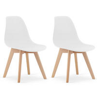 STUHL ATRI 2-er Set, Weiß Hölzerne Buchenbeine - Weiß, Holz/Textil (46/80/55cm) - Komodee