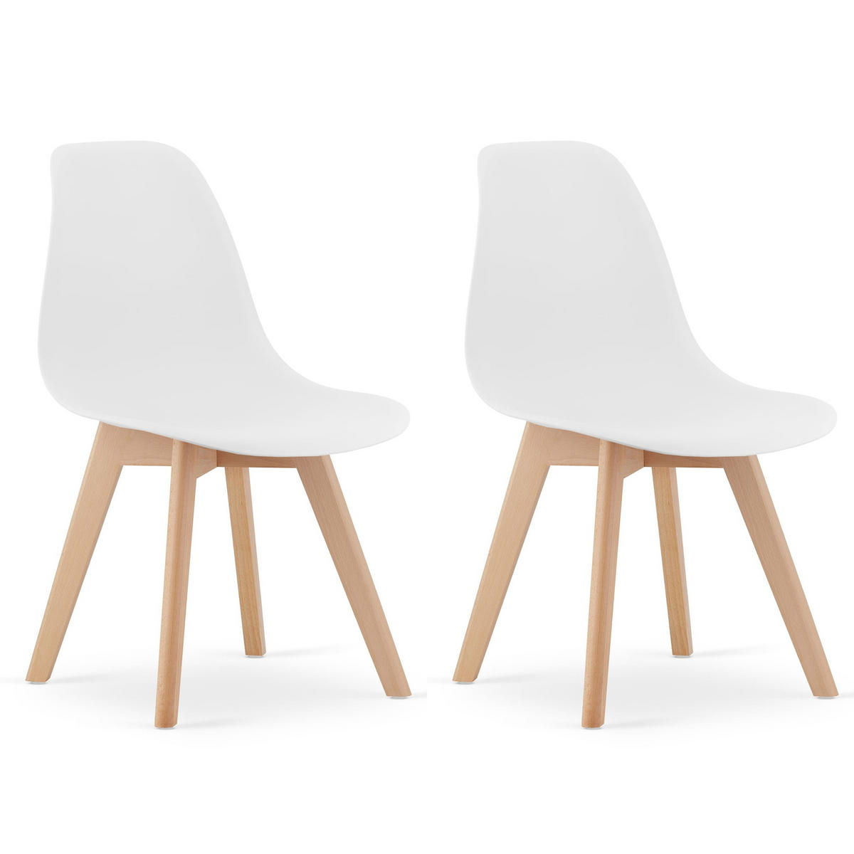 STUHL ATRI 2-er Set, Weiß Hölzerne Buchenbeine - Weiß, Holz/Textil (46/80/55cm) - Komodee