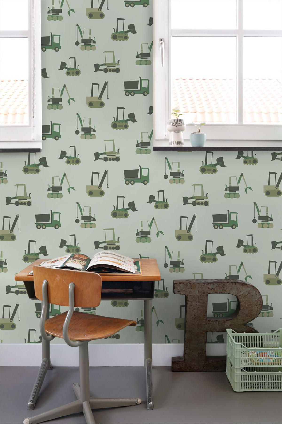 TAPETE Fahrzeuge 50 x 900 cm - Grün, Papier (50/0.1cm) - ESTAhome