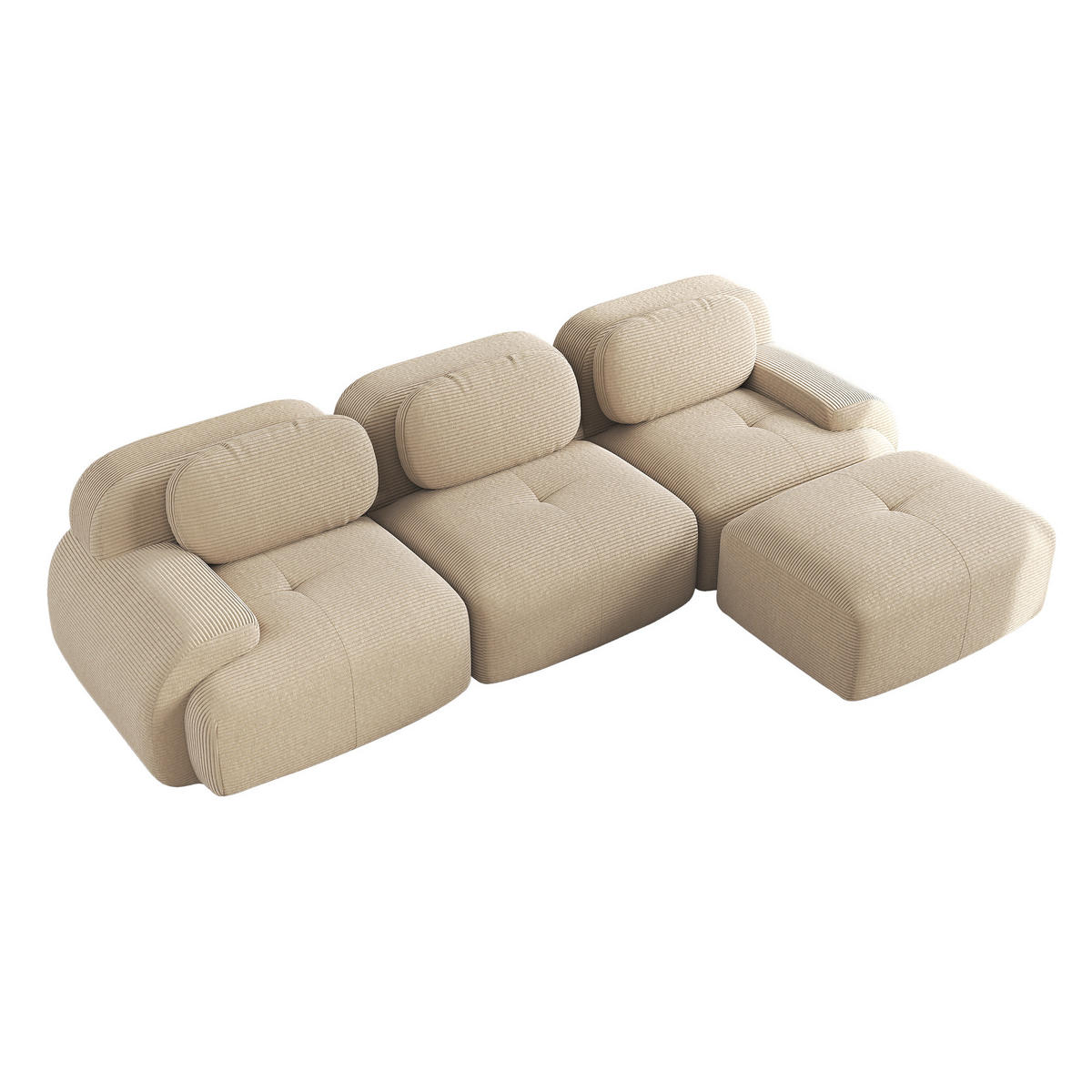 ECKSOFA 298/178/70 cm Beige Cord mit extra-breiten Armlehnen - Beige, Textil (298/178cm) - Oxeza
