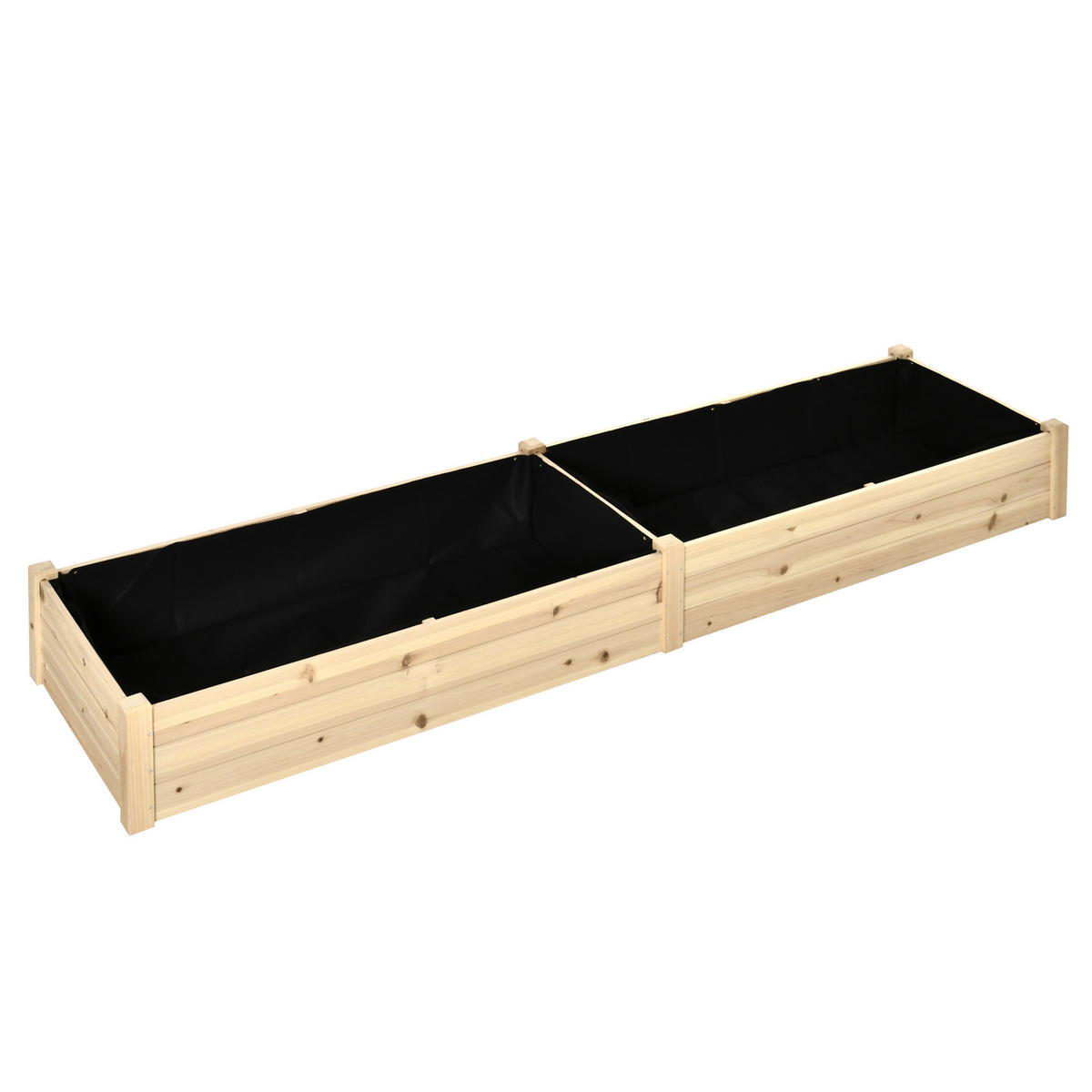 HOCHBEET DE-12241 rechteckig 244/61,5/27 cm mit Drainage Natur - Beige, Holz (242/27/61.5cm) - ComfortXL