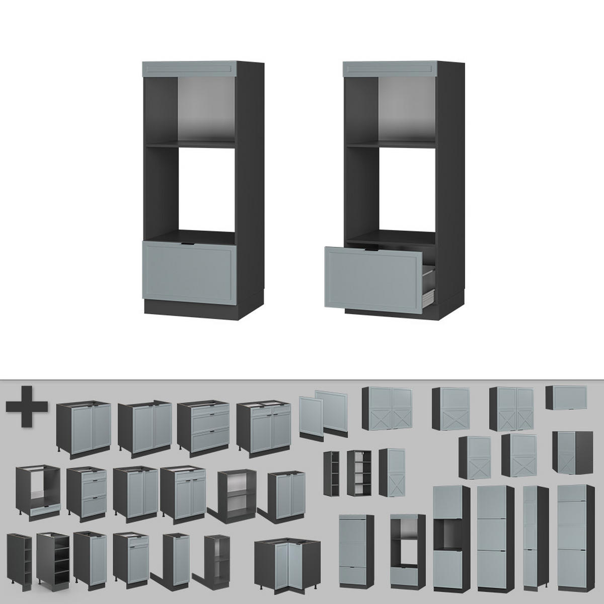 MIKROWELLENSCHRANK Fame-Line Hellblau-grau 60 cm offen - Anthrazit/Blaugrau, Holzwerkstoff (60/153.6/58.1cm) - Vicco