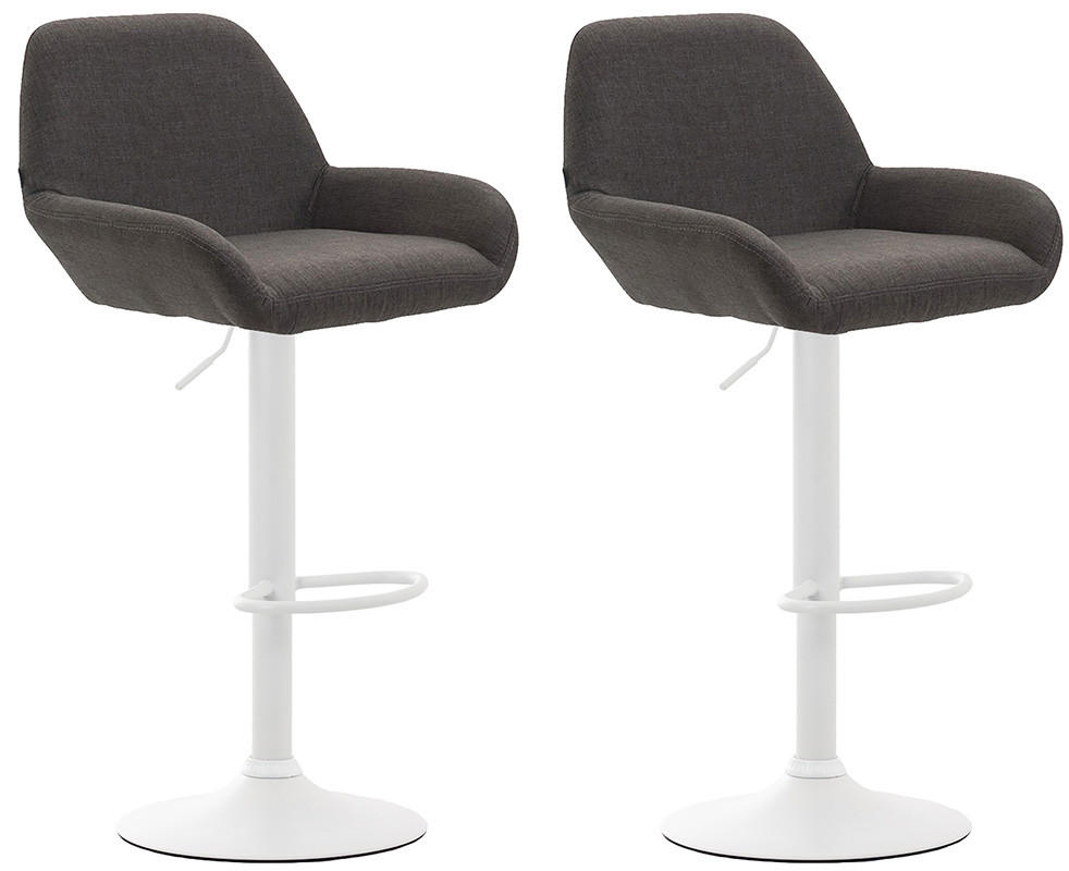 BARHOCKER 2er-Set DUBLIN Dunkelgrau Stoff Weiß - Dunkelgrau, Textil/Metall (51/89/52cm) - DELUKE
