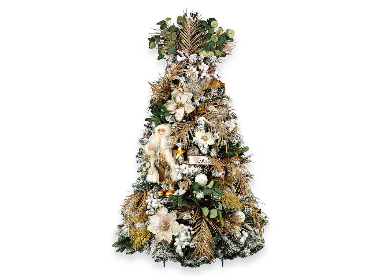 LAALU WEIHNACHTSBAUM geschmückt künstlich mit 106 Ornamenten CHAMPAGNE 180 cm Baum mit Ständer und Weihnachtsschmuck - Champagner/Goldfarben, Kunststoff (180cm) - LAALU