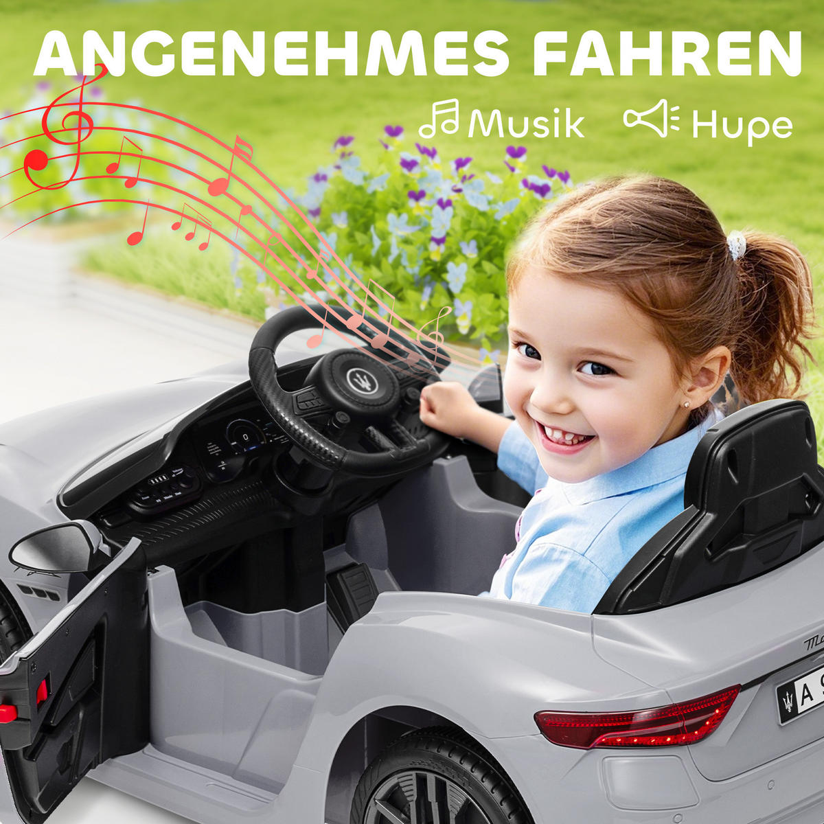 KINDER Elektroauto 12V Kinderauto mit 2,4 GHz Fernbedienung, 2 Motor, Grau - Grau, Kunststoff (98/59/43cm) - AIYAPLAY