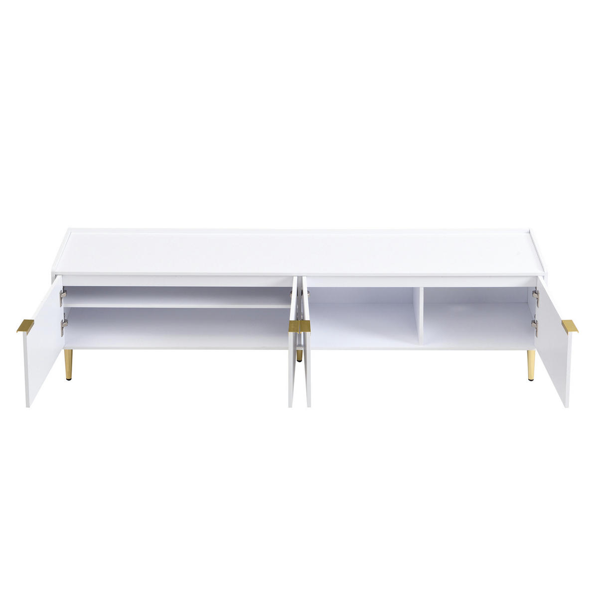TV-LOWBOARD 170/35/47,5 cm mit Kabeldurchlass und goldfarbenen Metallfüßen - Weiß, Holzwerkstoff (170/47.5/35cm) - BEAOK