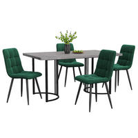 ESSGRUPPE 5-teilig mit Marmor-Look-Tisch 140×80 und vier grünen Samtstühlen, grau-grün - Grün, Holzwerkstoff (80/75/140cm) - Luhomfu