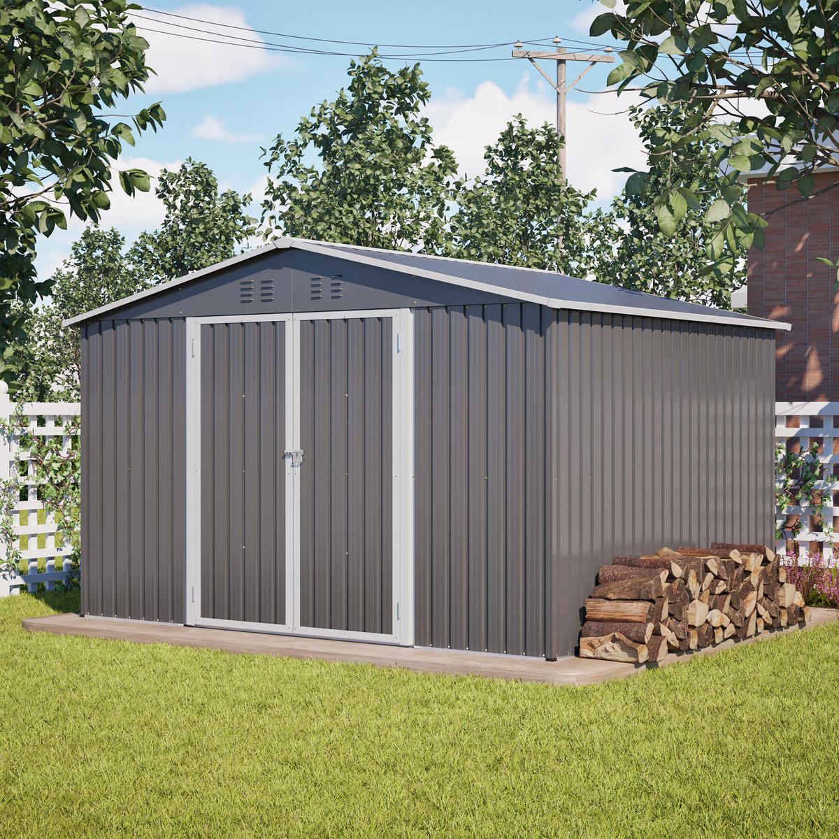 GERÄTESCHUPPEN METALL XXXL 300x252x191 cm Grau - Grau, Metall (252/191/300cm) - ComfortXL