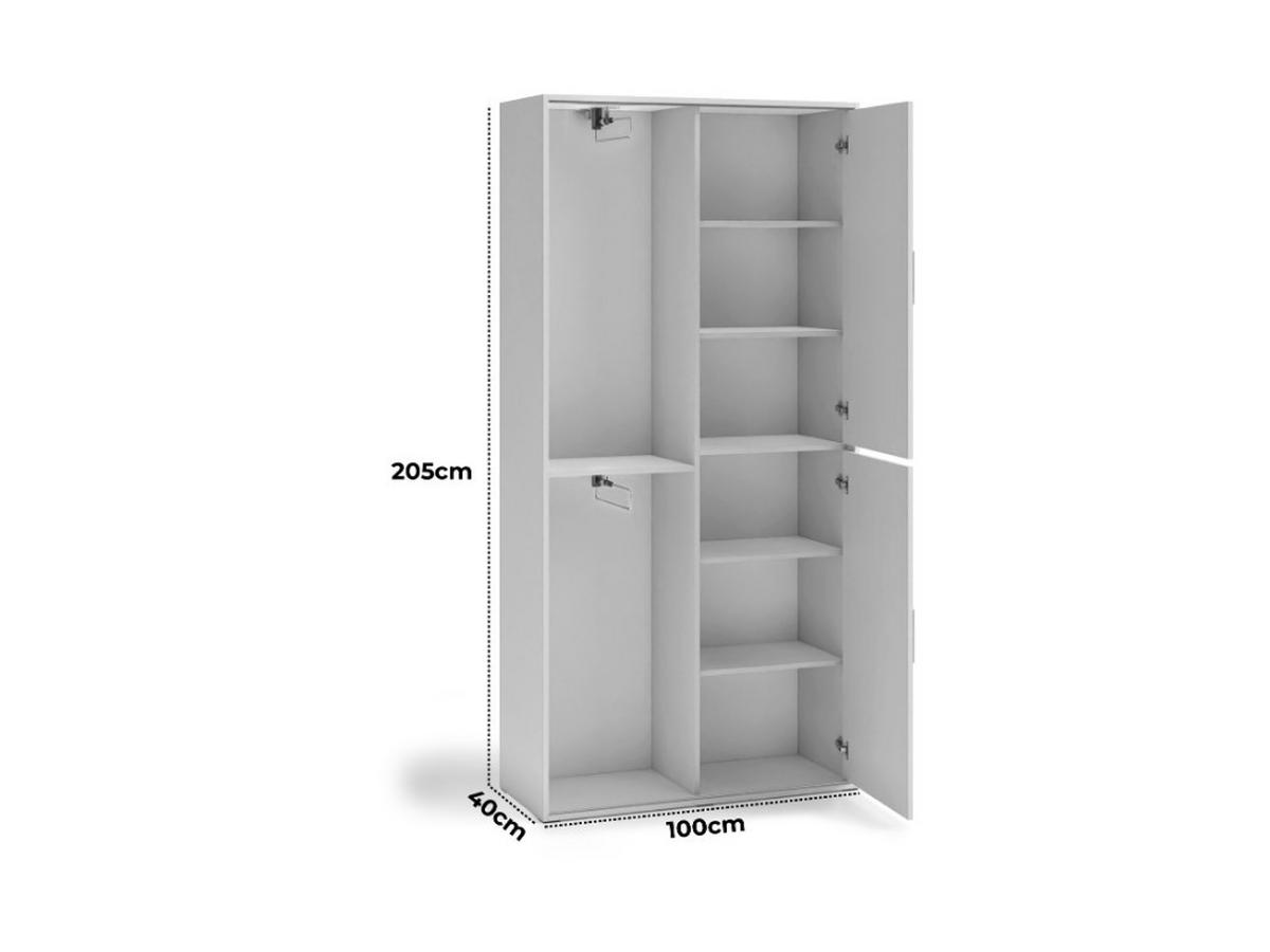 GARDEROBENSCHRANK Vanessa II 100 cm mit Spiegel, weiß - Weiß, Kunststoff (100/205/40cm) - Margaret Hadas24