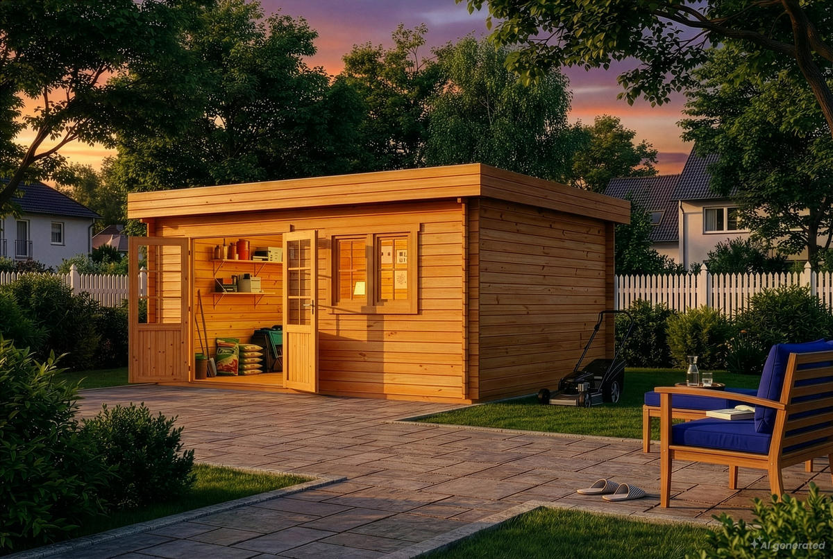GARTENHAUS Holz Spree - Pinienfarben, Holz (520/228/420cm) - Alpholz