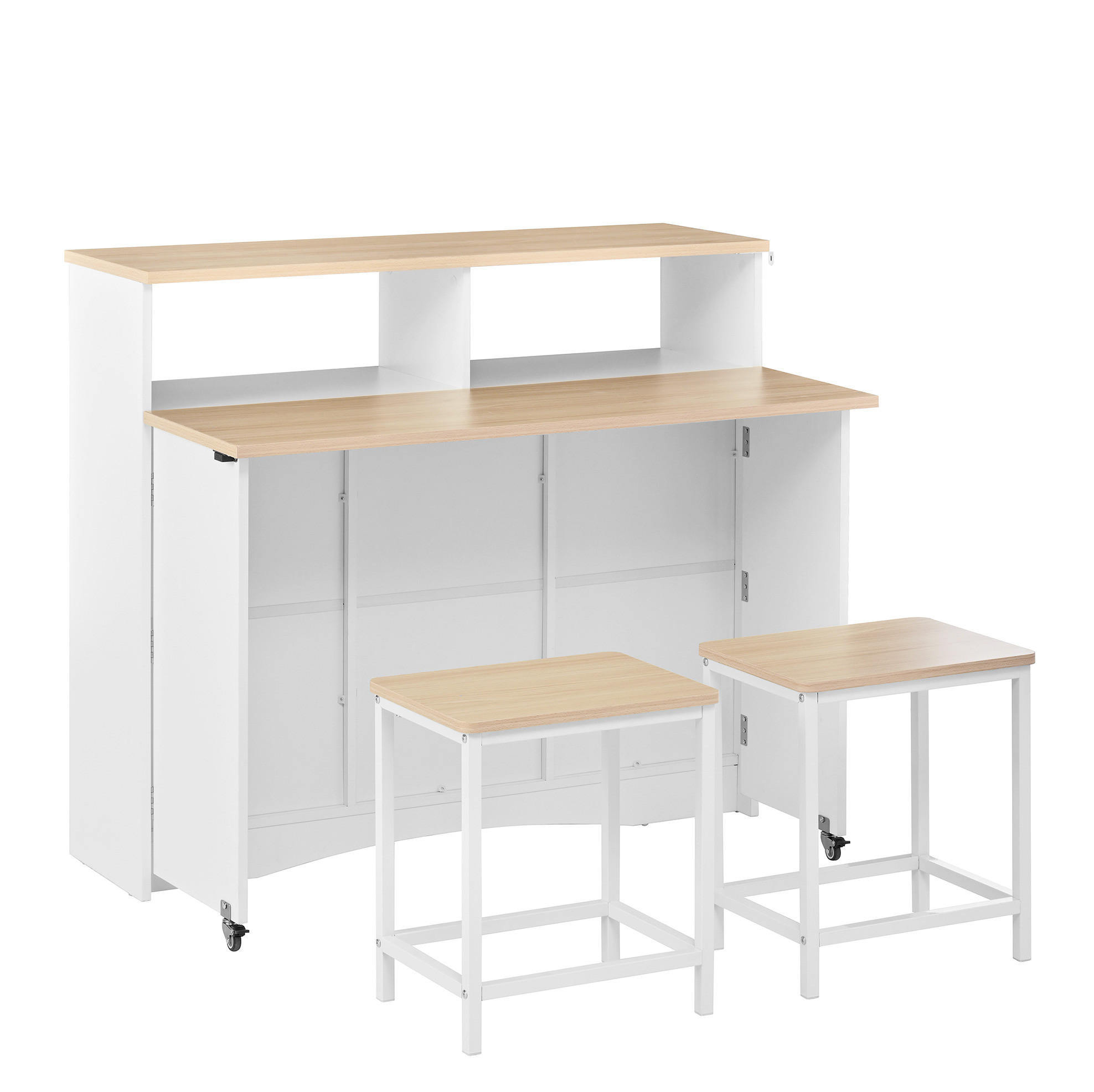 KÜCHENINSEL 110/97,5/34-68 cm Weiß aus MDF mit Klappfunktion - Weiß, Holzwerkstoff (34/97.5/110cm) - OKMYHOME