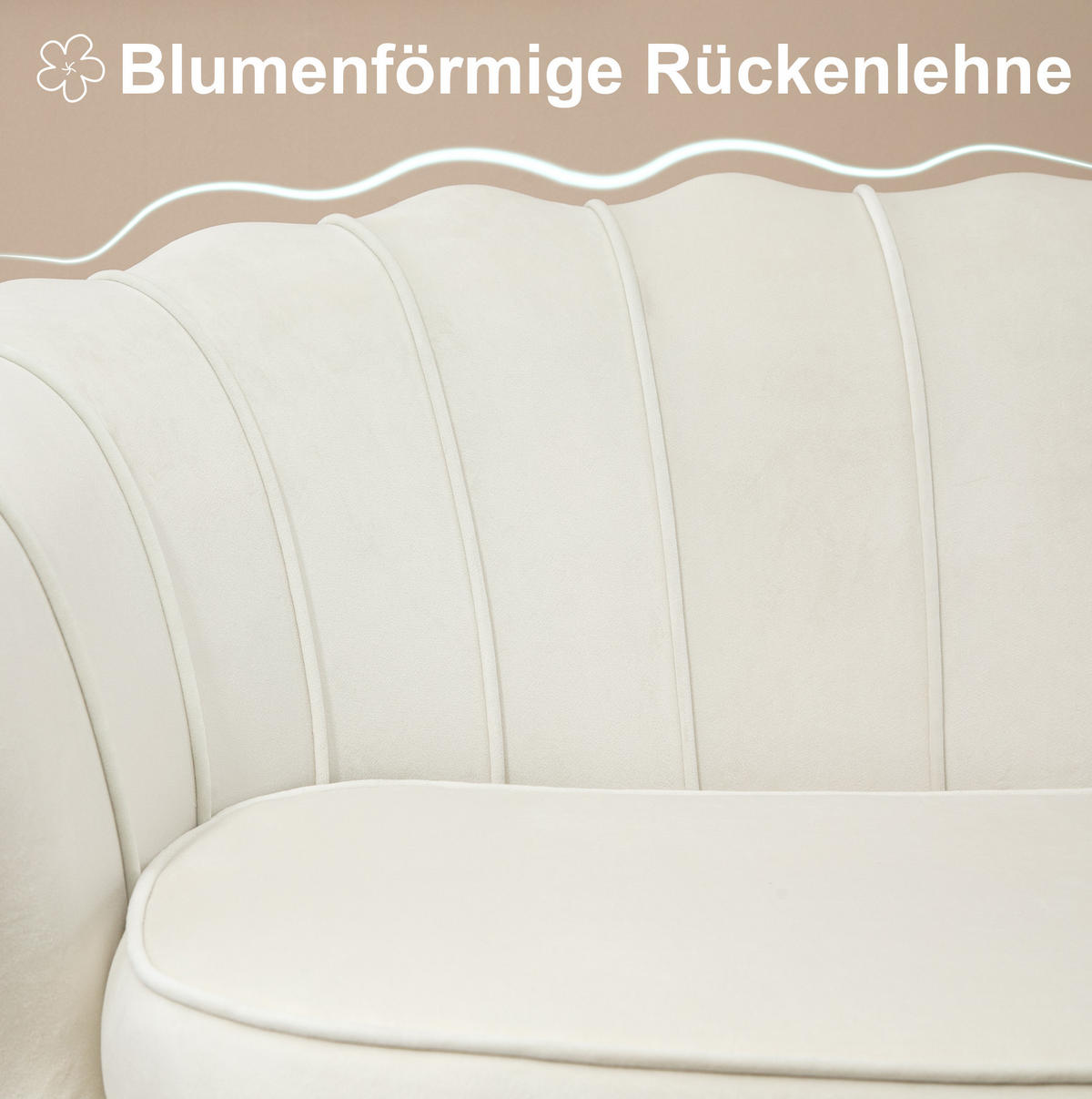 2-SITZER Sofa Samtoptik mit Stahlgestell 130/77/77 cm Creme - Creme, Metall (77/77/130cm) - Redom
